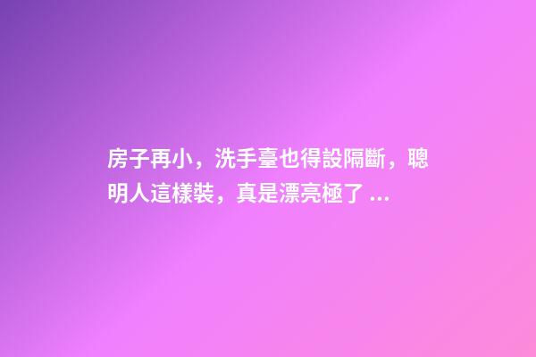 房子再小，洗手臺也得設隔斷，聰明人這樣裝，真是漂亮極了！
